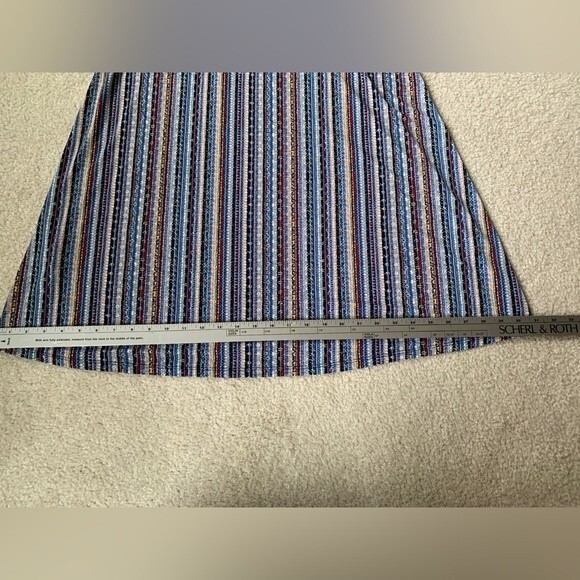 BCBGeneration Blue Multicolored Striped Short Sleeve A-Line Mini Dress Size L - Picture 11 of 12